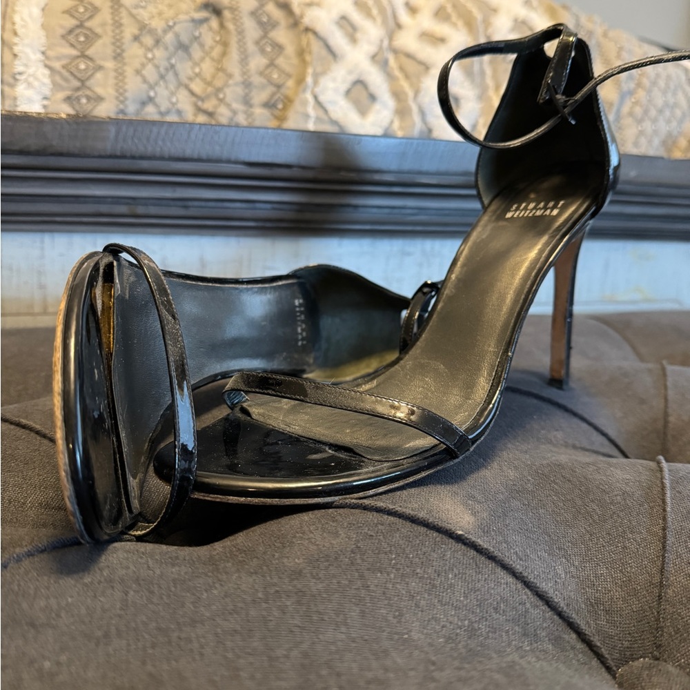 Stuart Weitzman Black Strappy Stiletto Sandals